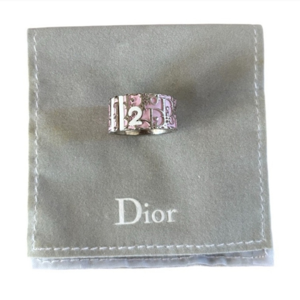 Dior Vintage Trotters Pink And Silver Ring